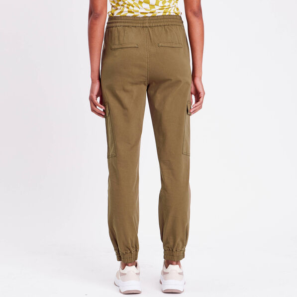 Pantalon cargo slim vert foncé femme