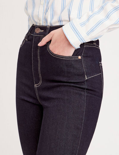 Jeans skinny taille élastiquée denim brut femme