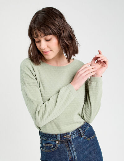 Pull col bateau vert pastel femme