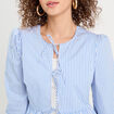 Blouse manches 3/4 nou&eacute;e bleu fonc&eacute; femme