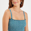 Bandeau smocké cropped bleu femme