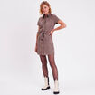 Robe droite ceinturée suédine taupe femme