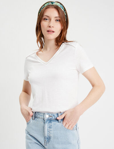T-shirt manches courtes blanc femme
