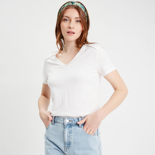 T-shirt manches courtes blanc femme