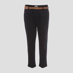Pantalon chino 7/8ème noir femme