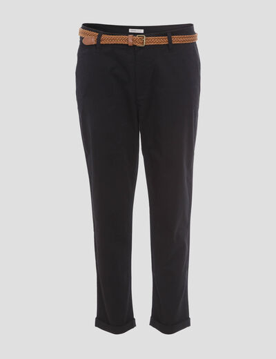 Pantalon chino 7/8ème noir femme