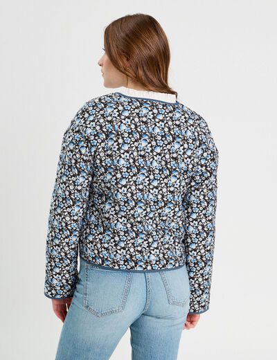 Veste matelassée boutonnée noir femme