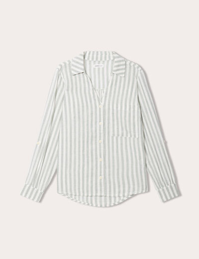 Chemise manches longues contenant du lin vert femme