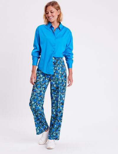 Chemise manches longues bleu femme