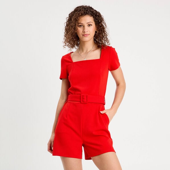 combishort ceinturee rouge femme Combishort ceinturée rouge femme