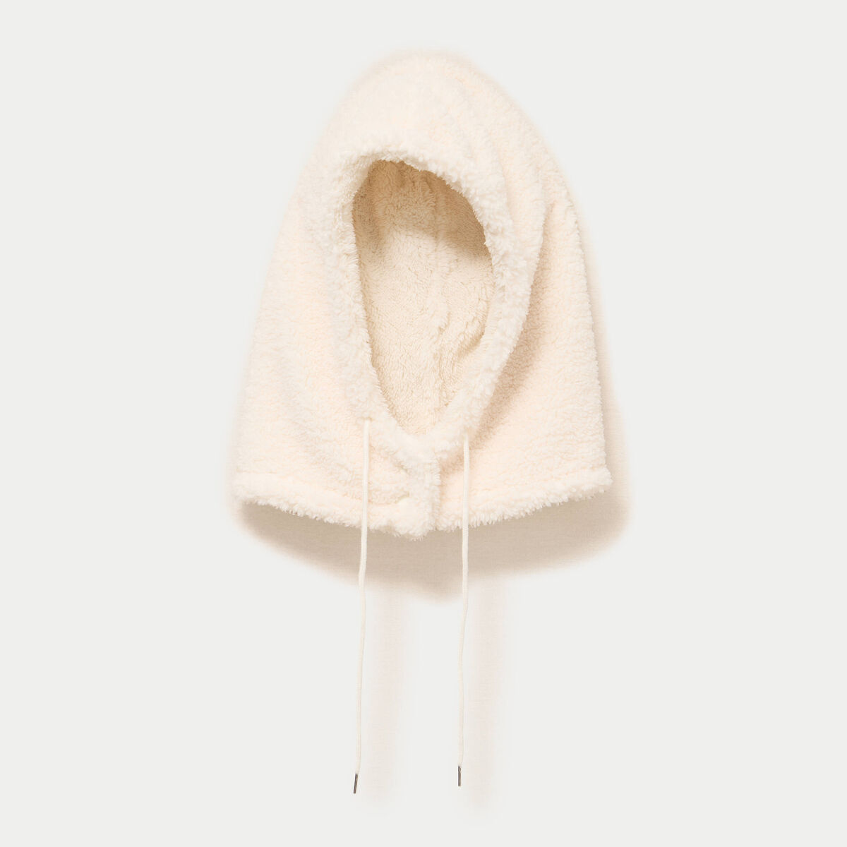 Cagoule duveteuse ivoire femme