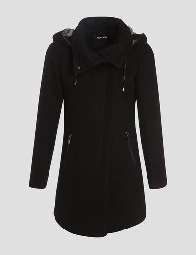 Manteau cintré asymétrique noir femme