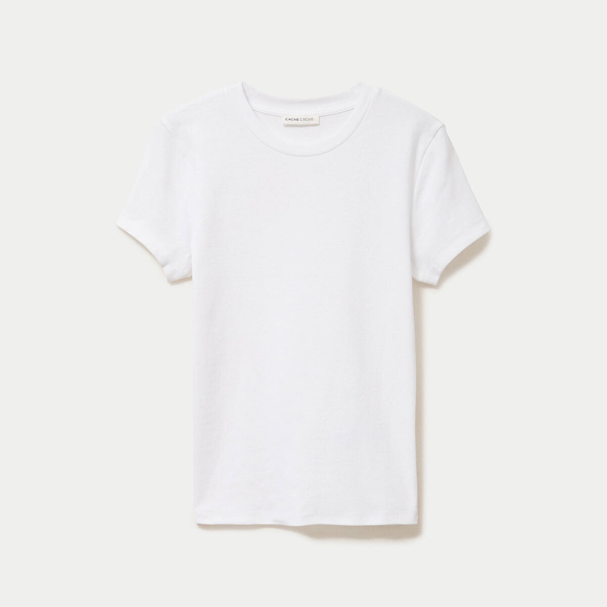 Top ajust&eacute; col rond manches courtes blanc femme