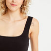 Débardeur cropped côtelé noir femme