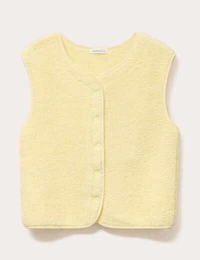 Veste sans manches effet polaire jaune clair femme