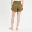 Jupe-short droite en jean vert kaki femme