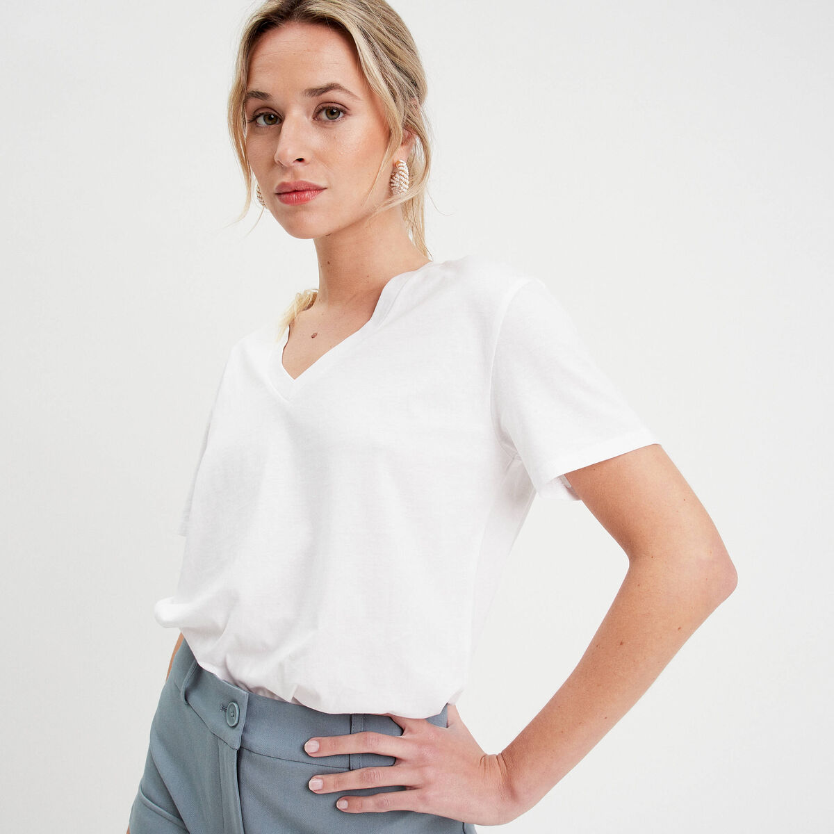 T-shirt manches courtes blanc femme
