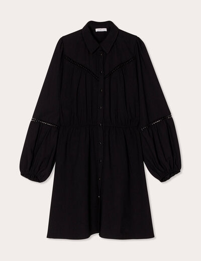Robe évasée boutonnée noir femme