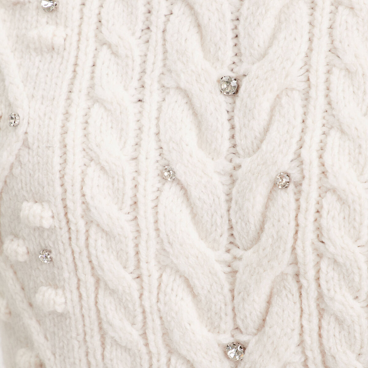 Pull d&eacute;tails bijoux ivoire femme
