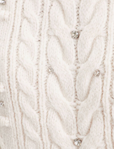 Pull d&eacute;tails bijoux ivoire femme