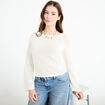 Pull ajour&eacute; ecru femme