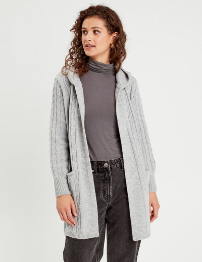 Gilet manches longues gris clair femme