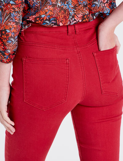 Jeans flare taille haute rouge foncé femme