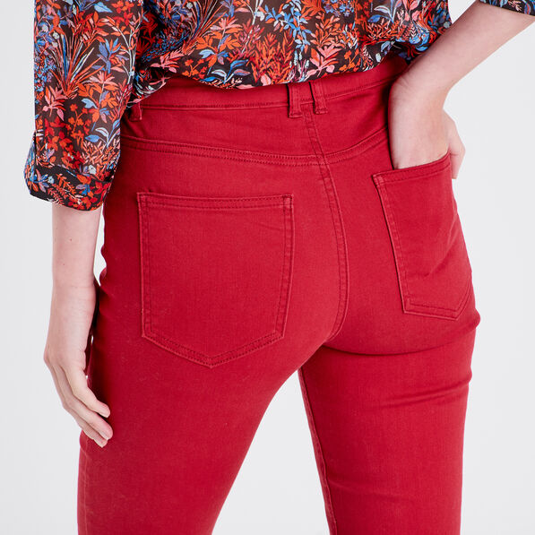 jeans flare taille haute rouge fonce femme Jeans flare taille haute rouge foncé femme