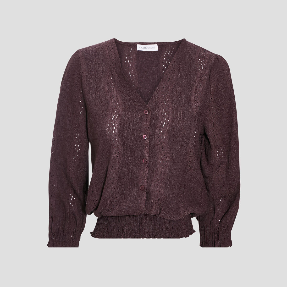 Blouse Sophie - manches 3/4 marron femme