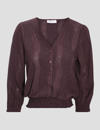 Blouse Sophie - manches 3/4 marron femme