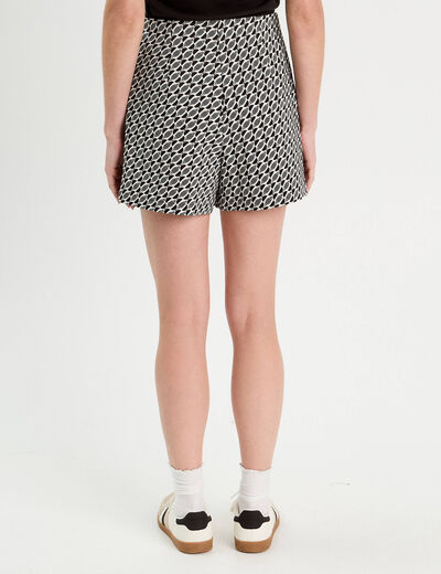 Jupe-short droite stretch noir femme