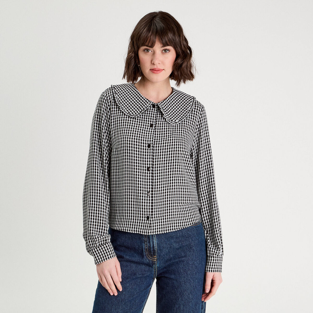 Blouse col claudine blanc femme