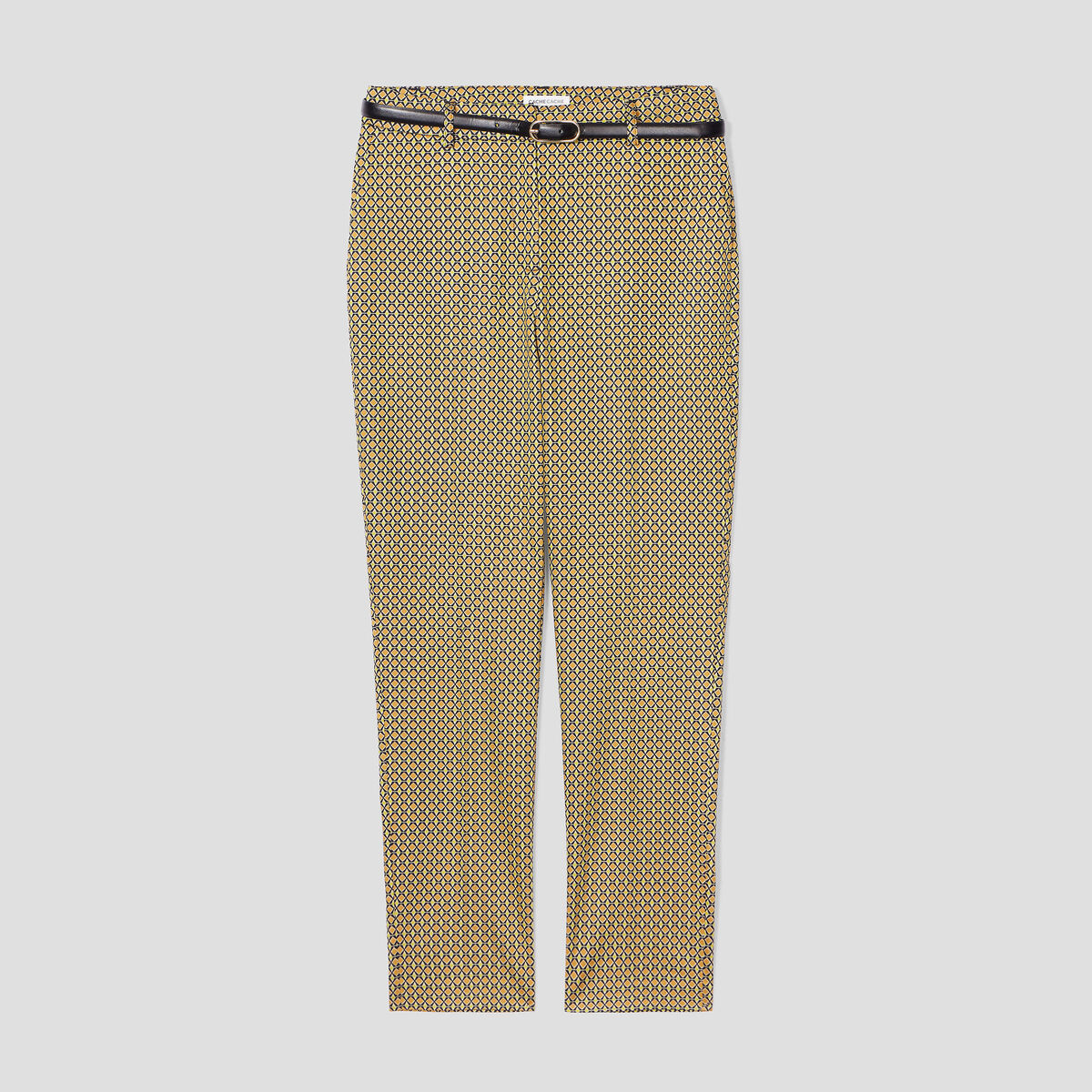 Pantalon city slim ceinturé blanc femme