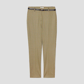 Pantalon city slim ceinturé blanc femme