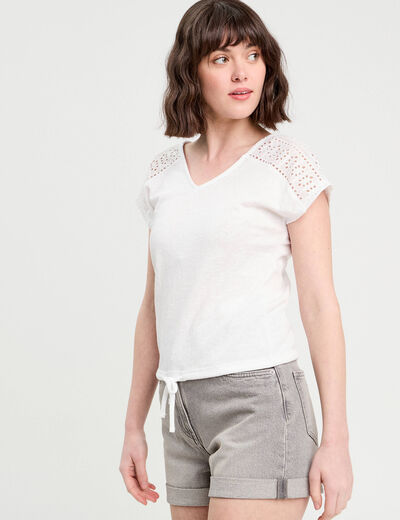 T-shirt manches courtes blanc femme
