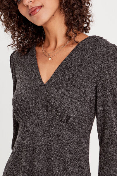 Robe pull patineuse gris foncé femme