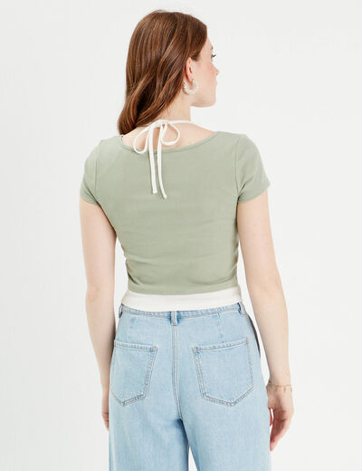 T-shirt 2-en-1 vert pastel femme