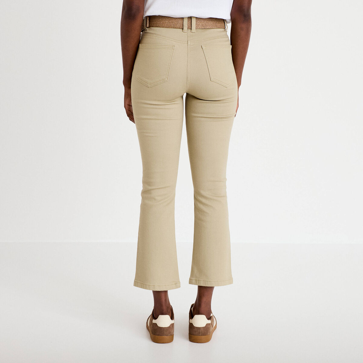 Jean bootcut cropped taille haute vert femme