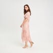 Robe longue évasée col en V blanc femme