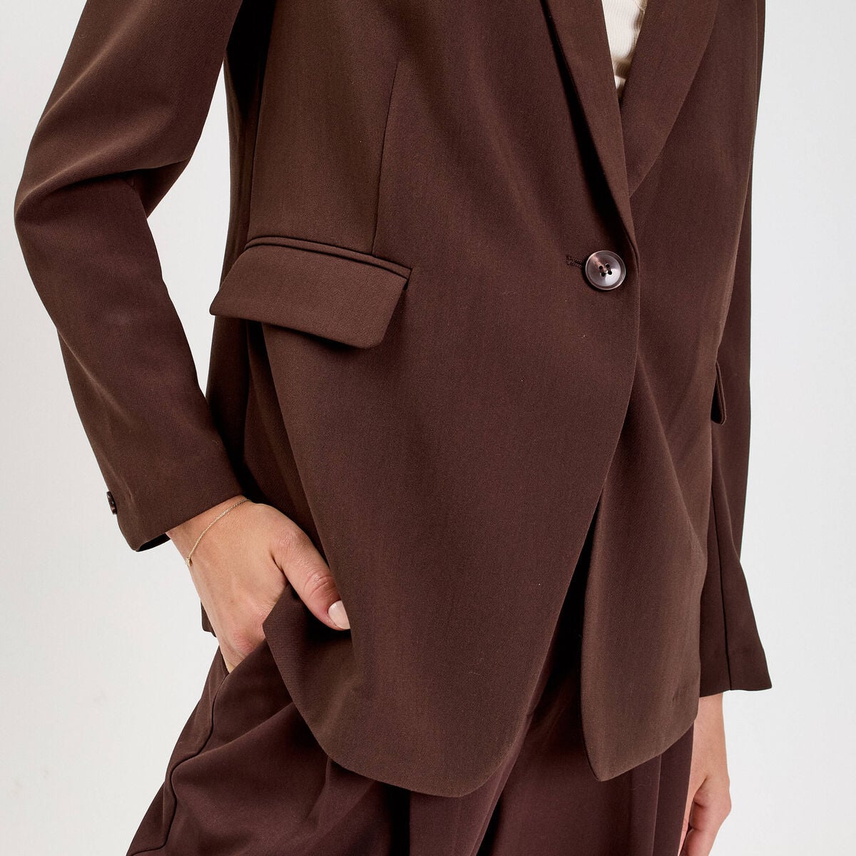 Veste esprit blazer marron fonc&eacute; femme