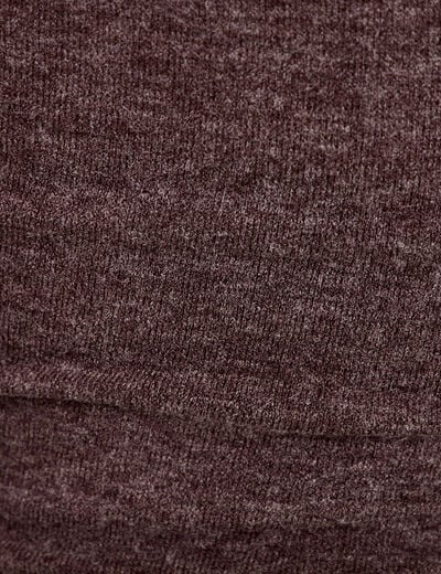 Top cintr&eacute; col bateau manches longues marron fonc&eacute; femme