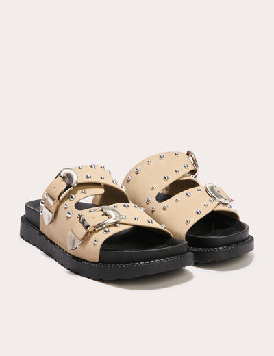 Sandales plates cloutées sable femme