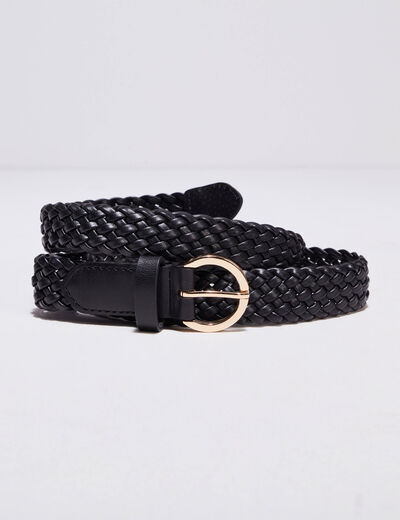 Ceinture tressée noir femme