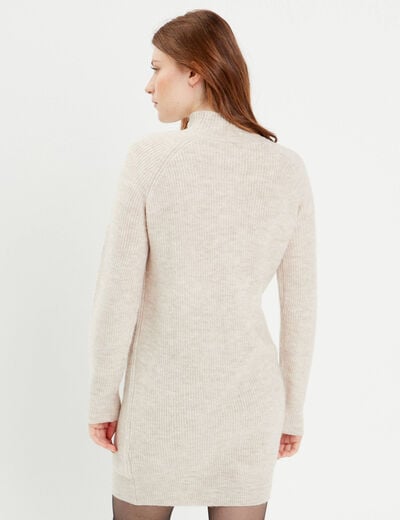 Robe pull droite col rond sable femme