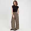 Pantalon large fluide beige femme