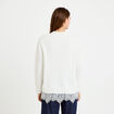 Pull manches longues avec dentelle ecru femme