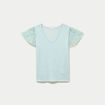 T-shirt manches dentelle vert clair femme