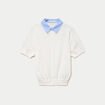 Polo col chemise manches courtes blanc femme