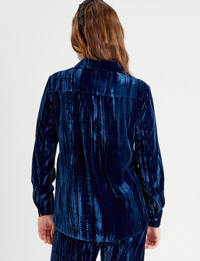 Chemise en velours bleu foncé femme