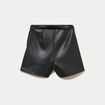 Jupe-short courte en similicuir noir femme